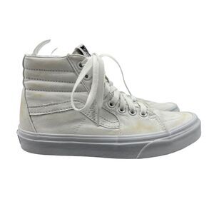Vans Women 7 Shoes White Sk8-Hi Skateboarding Sneakers Canvas Lace Up High Top
